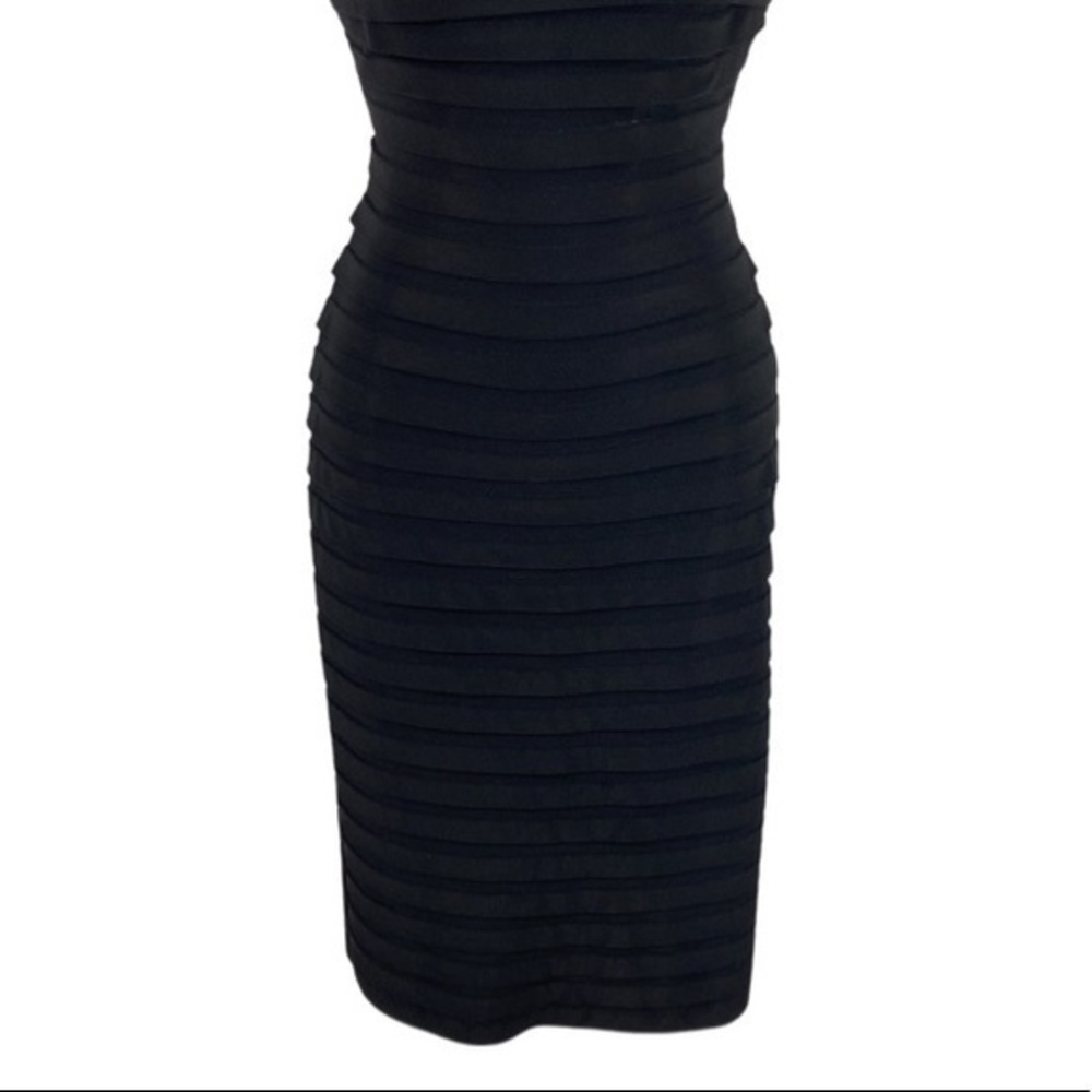 Adrianna Papell black banded jersey sheath dress T12 - Picture 3 of 12